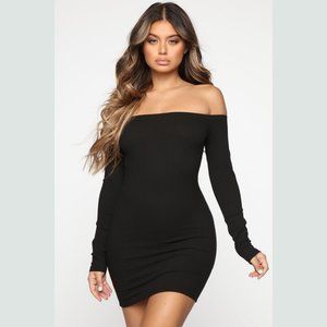 Fashion Nova Ribbed Off-shoulder Mini Dress